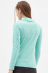 Women Sky Blue Highneck Full sleeves T-shirt